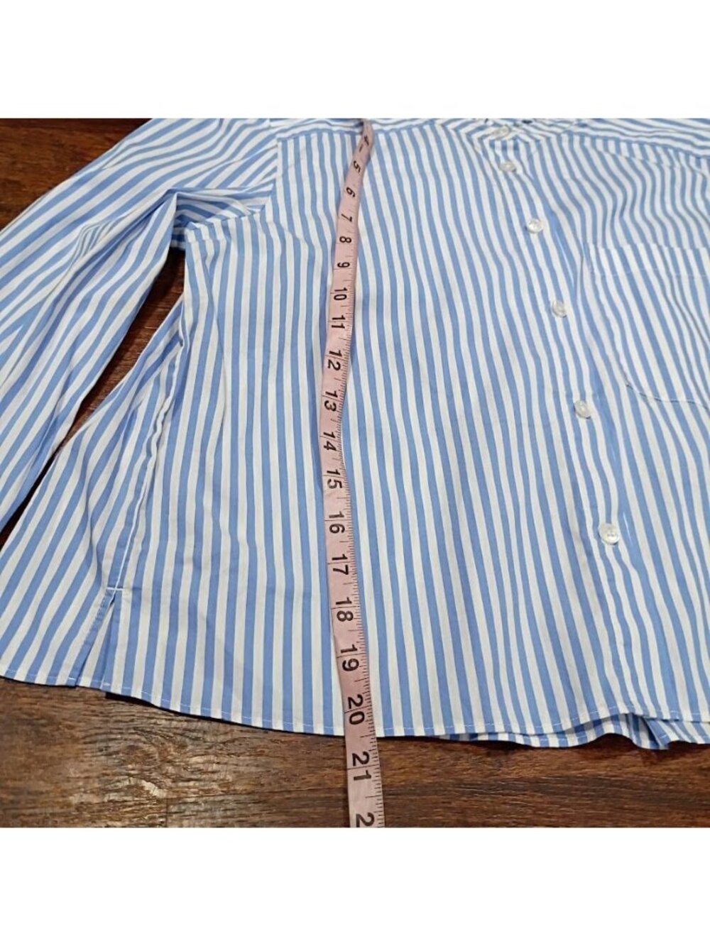 Veronica Beard Blue & White Striped Ruffle Collar Button-Down Shirt Size 6 - Picture 5 of 12
